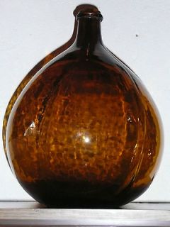 Antique French Glass DEMIJOHN WINE BOTTLE 10 L. rare Gilded BROWN JUG