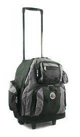 18 Travel Deluxe Rolling Backpack Bookbag Laptop Travel Bag Gray 
