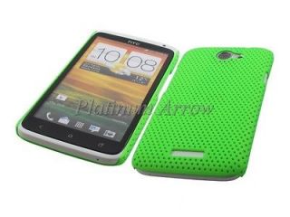 Green Hard Plastic Mesh Back Cover Case + Screen Protector for HTC One 