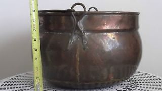 Large Copper Apple Butter Kettle, Pot, Cauldron w/Handle, 13 wide 