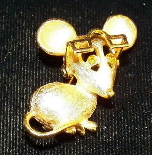   Mouse, Wearing glasses that move, Jeweled Eyes Amber, Avon, Vintage