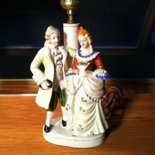 Lamp By Andrea Sadek, Colonial Figurine Man Woman T104AB