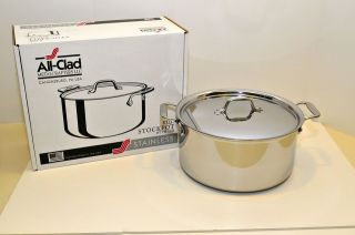 All Clad Stainless 8 Qt STOCK POT w/ LID Item # 4508 New Stainless 