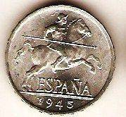1945 SPAIN 5 centimos Knight on Horseback BU