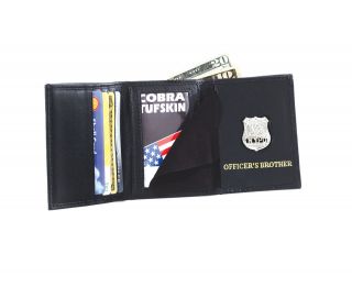 Police Recessed Shield & ID Wallet Leather Fits Full & Mini Badge Cut 