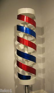 BARBER POLE~ALUMINUM SCULPTURE~ FREE STANDING 6 5 TALL~UNIQUE~SIGNED 