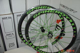   2012 Spinergy Stealth PBO Carbon Green Spokes Wheel Set /Shimano /700c