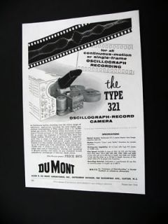 DuMont 321 Oscillograph R​ecord Camera 1954 print Ad