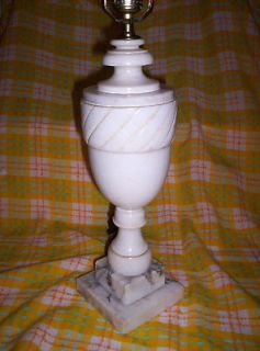 Carved Italian Alabaster Neoclassical Parlor Lamp Marble Deco Vintage 