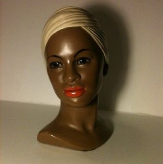 Vintage Marwal African American Woman Wearing A Headwrap Chalkware 
