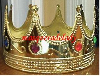   crown king queen gold medieval wisemen costume accessory gems adult