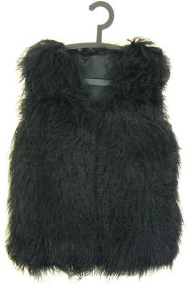 Celebrity Style Suede Mongolian Lamb Fur Vest Black Short or Long 