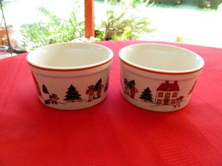 THE JOY OF CHRISTMAS JAMESTOWN CHINA 2 RAMEKINS 2 3/8 H,D 4