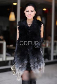 Fashion Degrade Version Real Raccoon Fur Vest Women Warm Gilet 