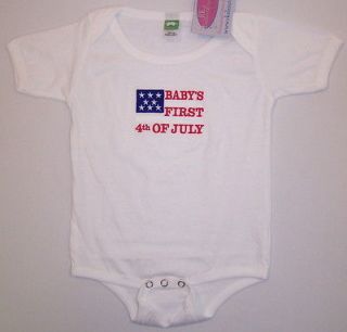 Babys First 4th of July American Flag Cute Baby Onesie