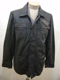New $160 Marc Anthony Slick Waxy Cotton Mens Rain Zip Coat Jacket L 