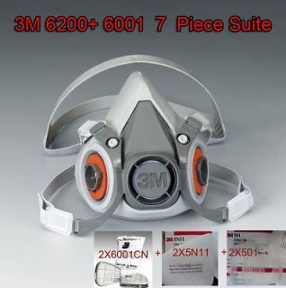 3M 6200 Respirator 6001 7 Piece Suit Painting Spraying Face Gas Mask 