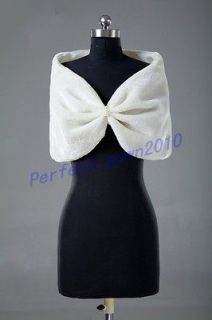 Style New Ivory Faux Fur Wedding Wrap Shrug Bolero Jacket Bridal 