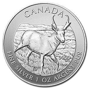   Canada Pronghorn Antelope 1 Troy Oz. Silver 5 Dollar Coin One Ounce