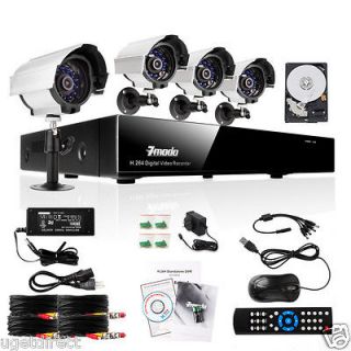 Zmodo 4 CH Channel DVR Outdoor Home Video Surveillance Camera System 