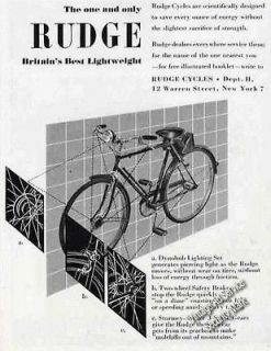 1949 Rudge Bicycle Britains Best Lightweight Rare Ad