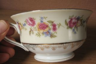   Gold Castle Coffee Tea Cup Occupied Japan 1940s 1950s Rose Floral Pink