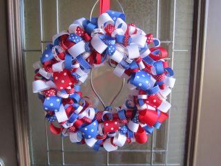 Memorial Day/4th Of July Patriotic Custom Made Ribbon Wreath
