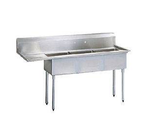 Commercial Stainless Steel (3) Three Compartment Sink 80.5 x 30 New