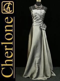Cherlone Satin Grey Long Ball Gown Wedding/Evenin​g Bridesmaid Dress 