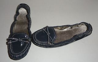 Coach Women #A2293 Isabelle Patent Navy Blue Leather Flats Moccasin 