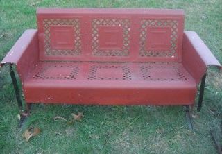 Vintage Metal Porch Glider antique patio lawn swing bench chair   3 