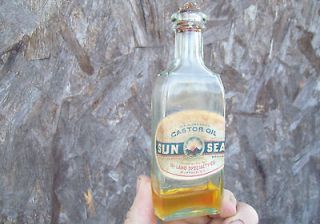 SUN SEAL COLD PRESSED CASTOR OIL BUFFALO,NY CORK TOP BOTTLE WITH 
