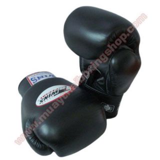Twins Muay Thai Boxing Plain Gloves Black 8 10 12 14 16 oz.