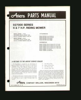 1980 Ariens 927001 927002 927004 927005 927006 Riding Mower Parts 