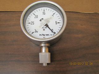 NEW ASHCROFT AISI 316 STAINLESS SS MANOMETER 0 30 HG VAC 1/2 NPT 4 