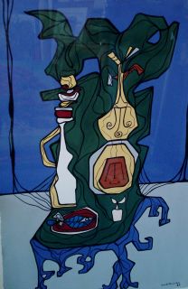 GREAT ARTWORK BY KNOWN CUBAN ARTIST CUNDO BERMUDEZ.