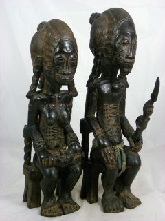 Superb African Art BAULE Fertility Spirit Couple Figure Collectible