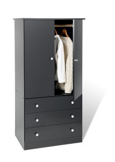 New PrePac Black 3 Drawer Wardrobe Cabinet BD 3060