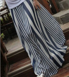 Trendy Womens Asymmetric Stripes Long Dress Full Length Maxi Chiffon 