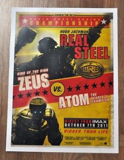 REAL STEEL ZEUS VS ATOM FIGHT PROMO POSTER IMAX LIMITED EDITION HUGH 