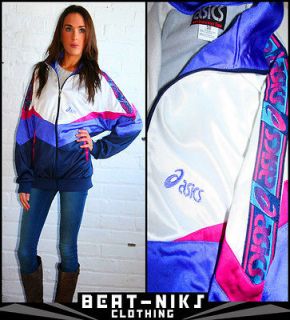 VINTAGE ASICS TRACKSUIT RETRO JACKET CASUALS MEDIUM 10 12 80s JOG RUN 