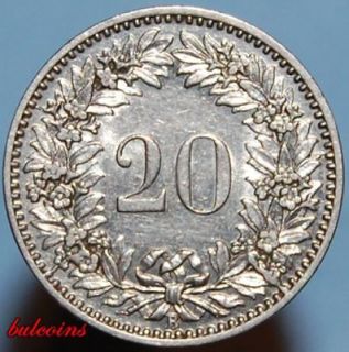 Switzerland Helvetia 20 rappen 1900 B Coin KM# 29