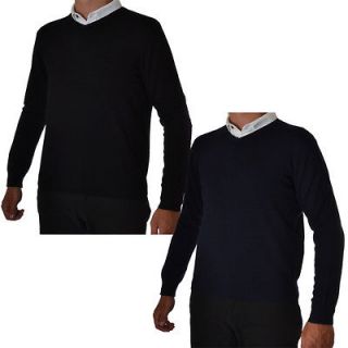 Ashworth Golf Mens V Neck Sweater Jumper Top Pullover – Black / Navy 
