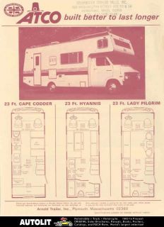 1970 Atco Dodge Motorhome RV Travel Trailer Brochure