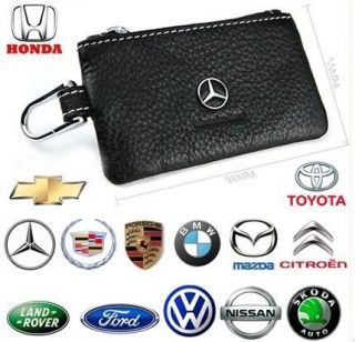 Luxury Auto Car Logo Cowhide Keychain Keyrings remote Smart key Bag 