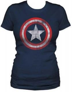   Captain America Distressed Shield Marvel Junior T Shirt Avengers