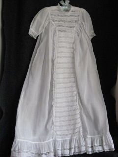 ANTIQUE EDWARDIAN BABY CHRISTENING GOWN WITH BOBBIN LACE INSERTS 