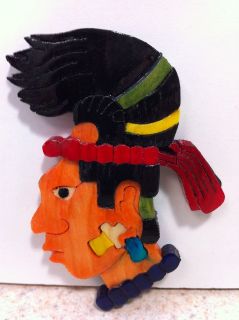 Aztec Mayan Palenque Head Wooden Art Fridge Magnet decor