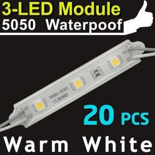 20 x 12V 5050 SMD 3 LED Module Warm White 3000K Waterproof Light Lamp 