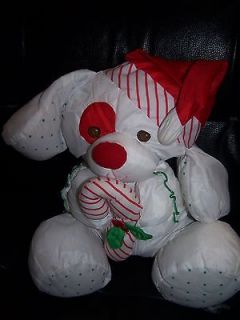   Vtg Puffalumps Christmas Santa Puppy dog Fisher Price Nice Plush toy